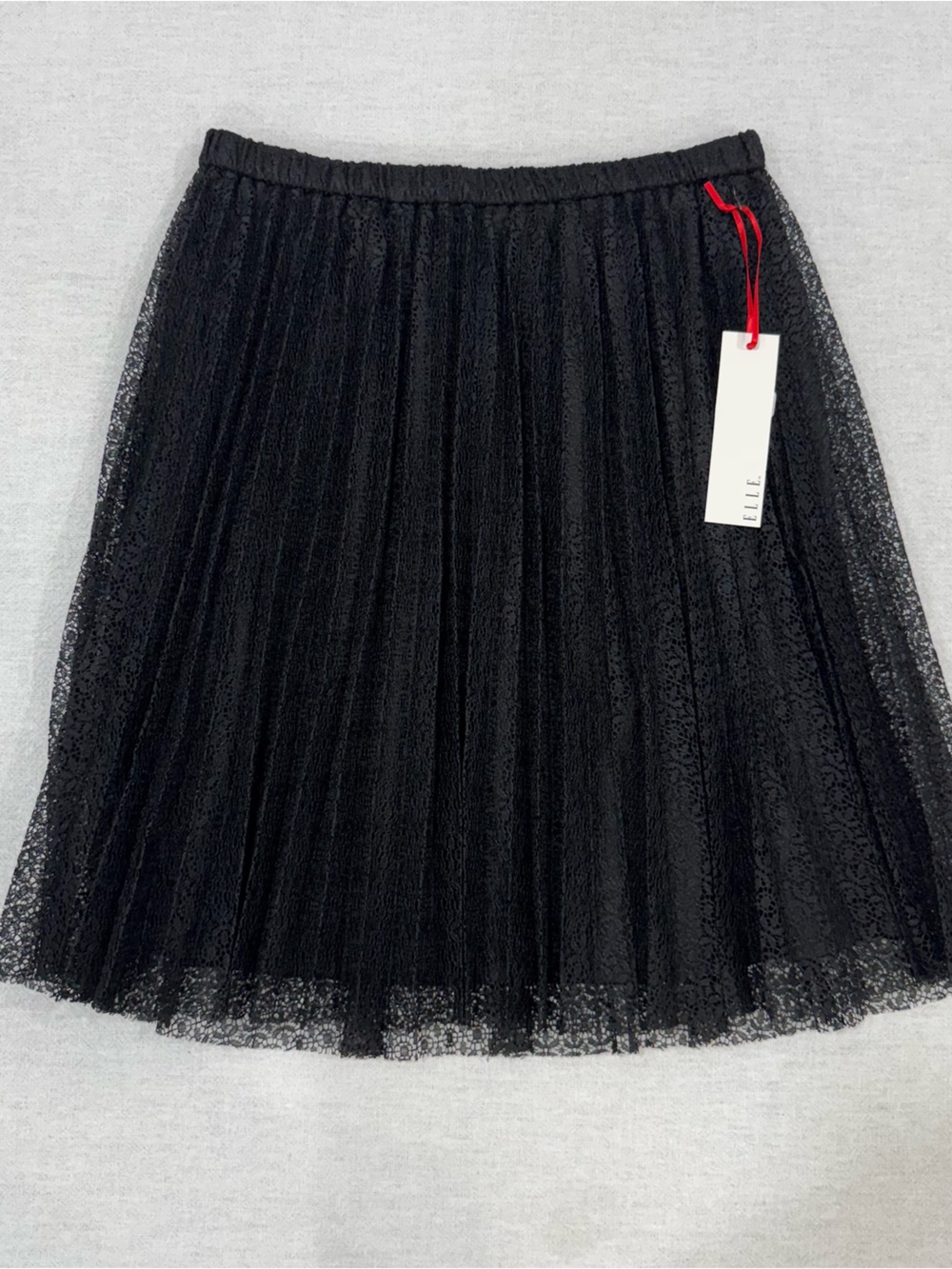 Elle Black Lace Pleated Skirt XS